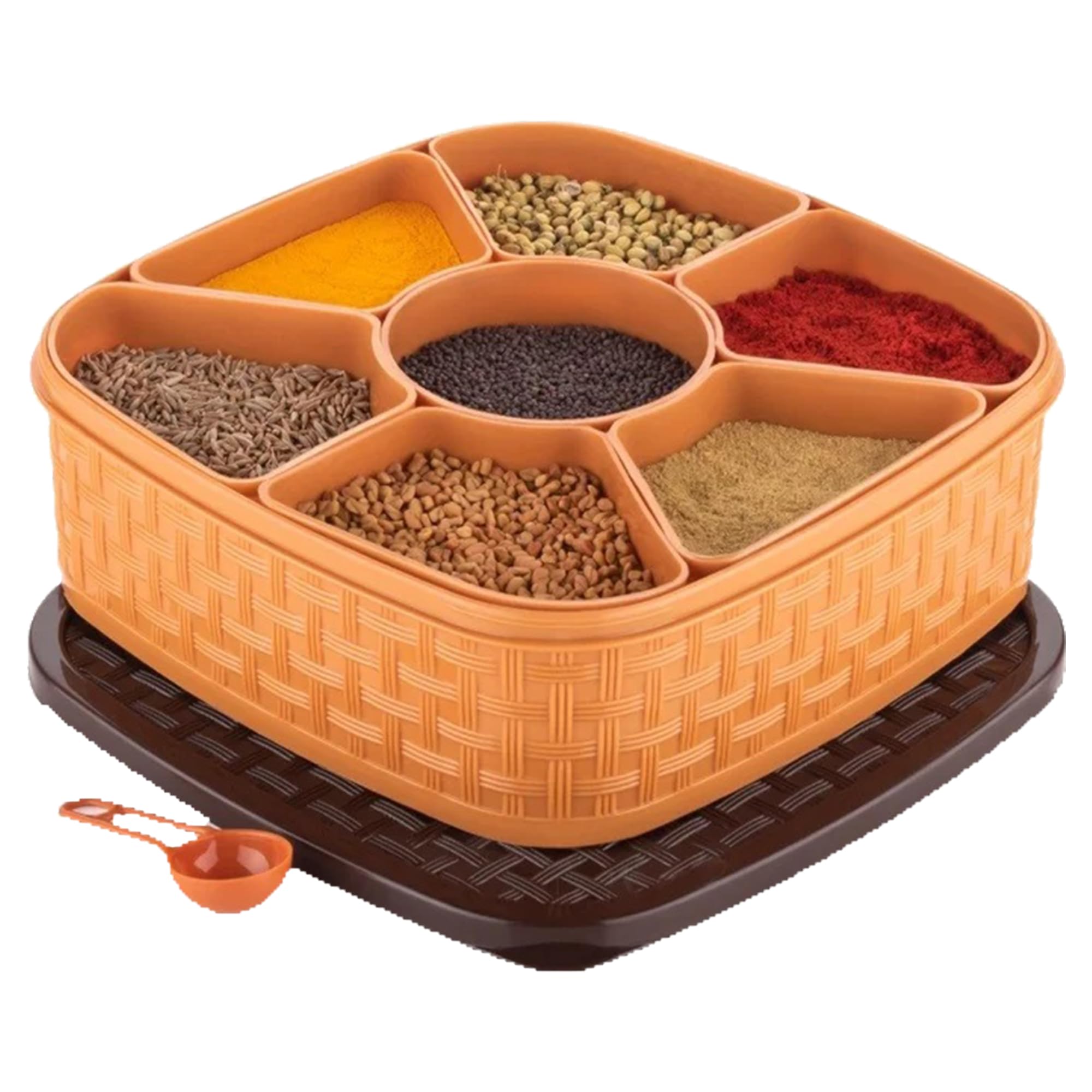 Pick N Save Plastic Spice Box with 7 Compartments - Multipurpose Masala Dabba Organizer for Kitchen (Square) - Image 3