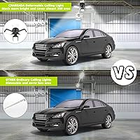 Vista 7 de 4 paquetes de luces LED para garaje, 60 W, luz de techo de garaje deformable, 8000 lm, E26, luces de sótano con 3 paneles LED ajustables, se adapta