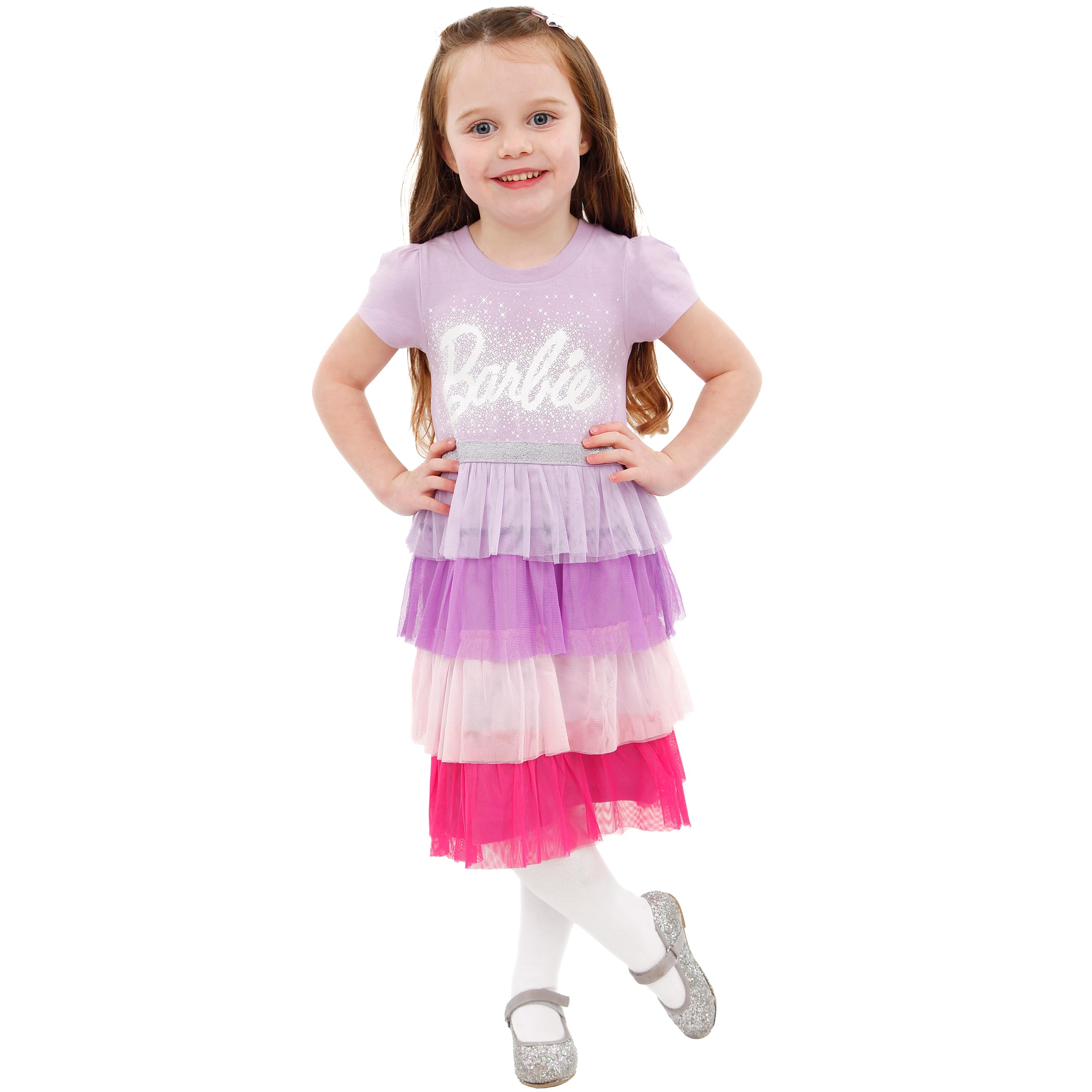 Sukienka Barbie | Sukienka na Imprezę dla Dziewczynek | Sukienka Skaterka dla Dziewczynek | Purpurowy 128