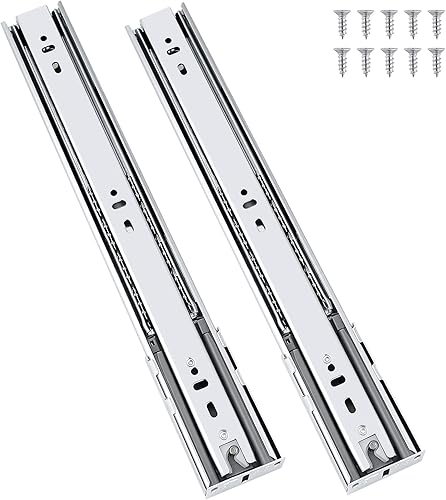 knobelite Diapositivas de cajón de montaje lateral de cierre suave de 14 pulgadas, 3 pliegues de extensión completa, rieles de cajón de montaje