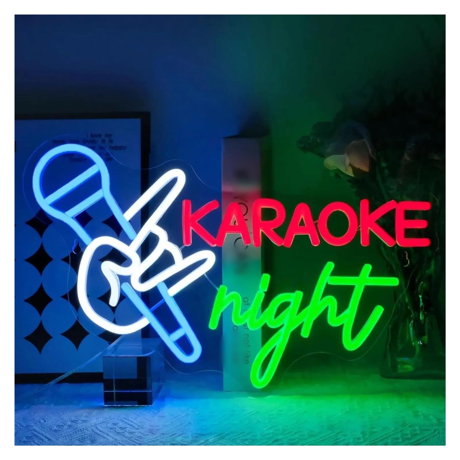 LEMST Sign Lamp Karaoke Night Neon Light USB Powered, with Dimmer, Adjustable Brightness, for Home Bars, Party Rooms, Fun Decor 42x26.5cm