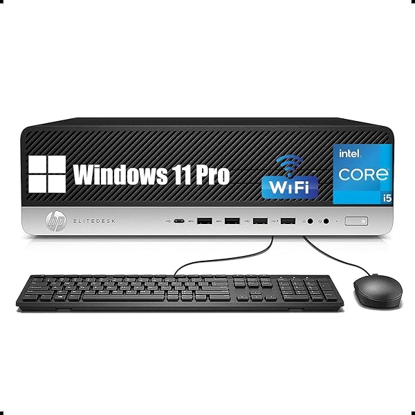 HP EliteDesk 800 G3 SFF Ordinateur de bureau Intel Core i5-6600, 8 Go de RAM, SSD 256 Go, WiFi, Bluetooth, clavier QWERTY américain, Windows 11 Pro (reconditionné) - 1
