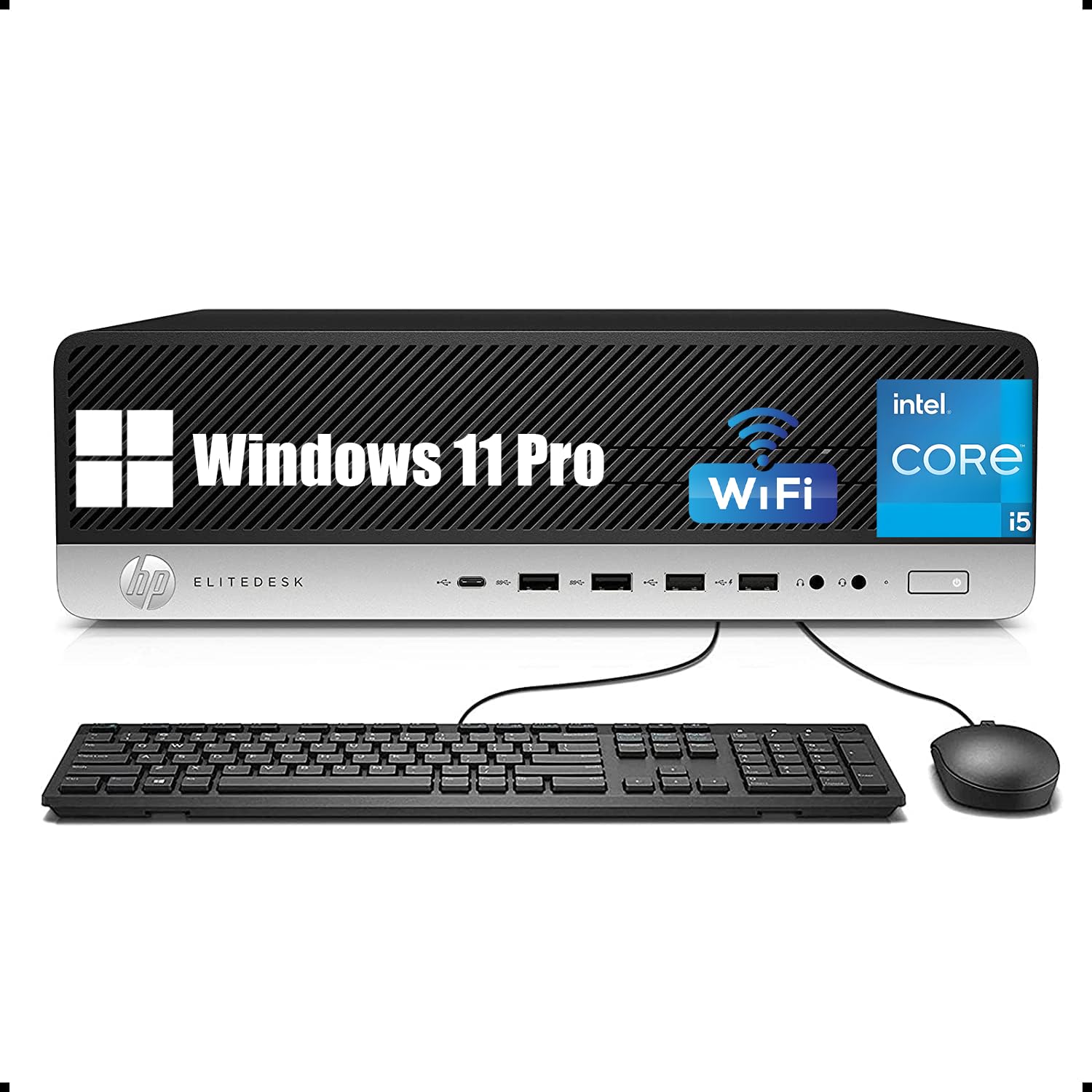 HP EliteDesk 800 G3 SFF Desktop Computer PC, Intel Core i5-6600, 8 GB RAM, SSD da 256 GB, WiFi, Bluetooth, tastiera US QWERTY Windows, 11 Pro (ricondizionato)