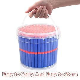Pokiiulk Refill Darts Bullets Compatible with Nerf Guns N-Strike Elite Series, 300PCS Refill Darts Premium Foam Bullets Pack with Portable Storage Bucket