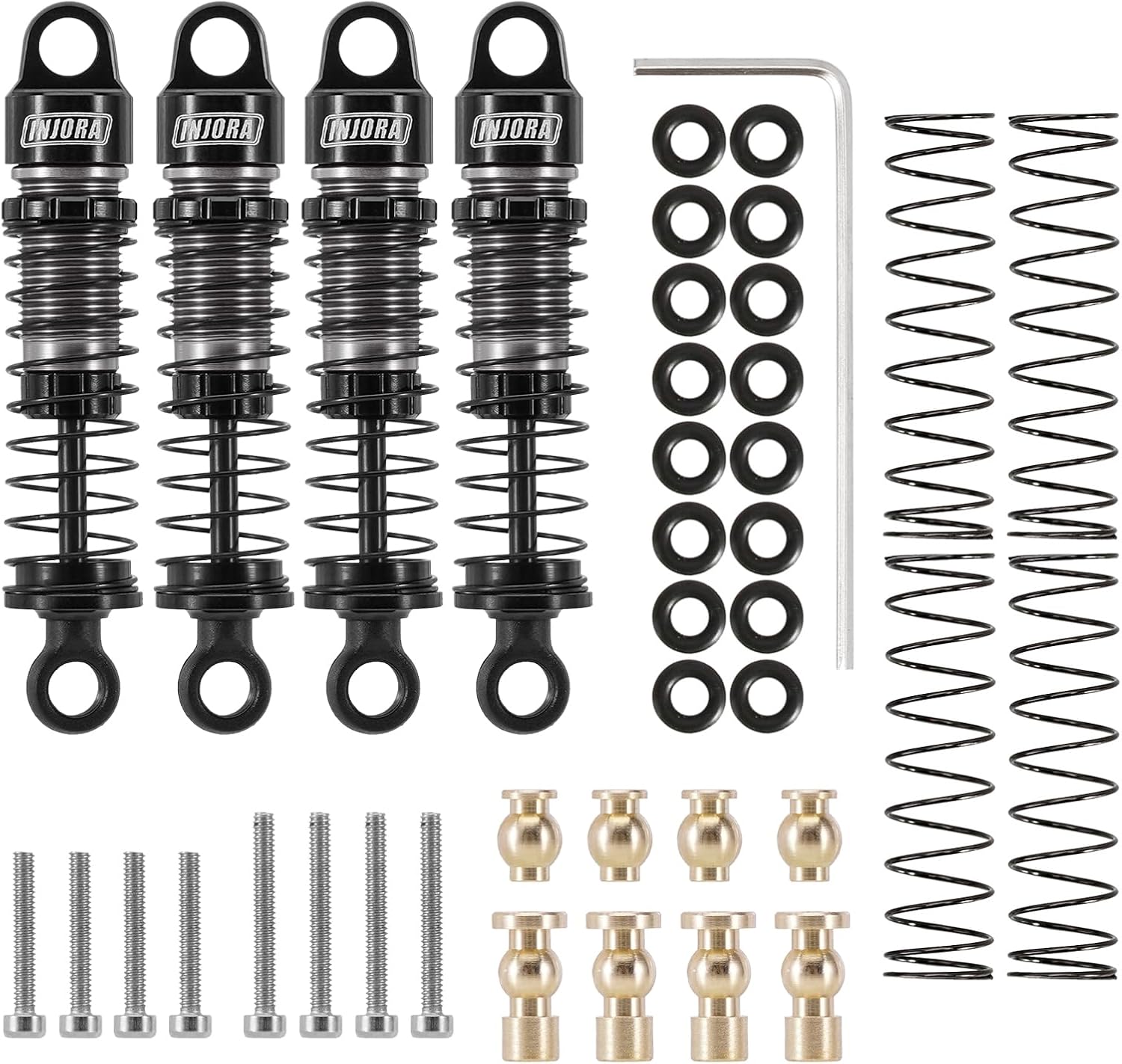 injora 40mm big bore oil shock absorber for 1/24 scx24 fcx24m upgrade, 3.2g/each(black aluminum & nylon)