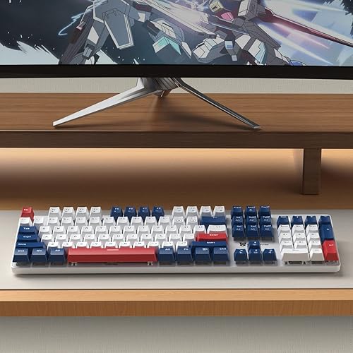 Miniatura 6 de Teclado mecánico para juegos intercambiable en caliente, retroiluminación blanca, interruptores azules, 104 teclas, con cable, teclados