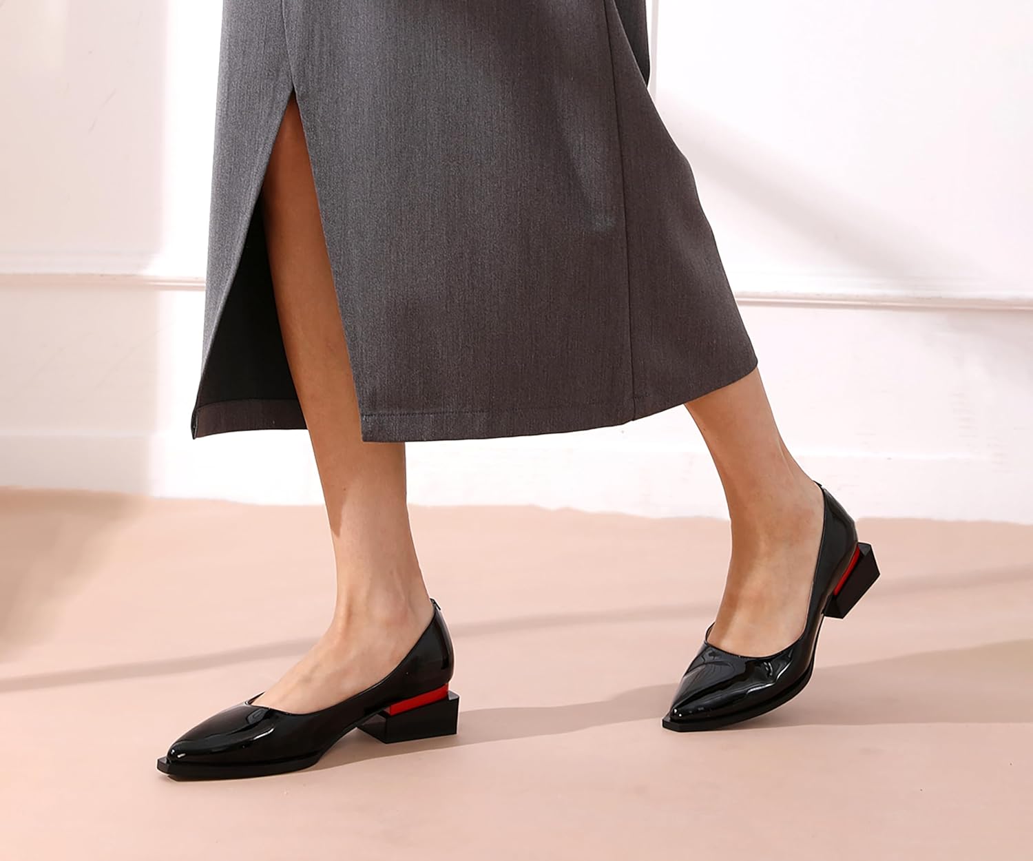 Womens Dress Shoes Low Heel Faux Patent Leather Shoes for Women Dressy Casual Comfortable Black Dress Shoes for Women - Image 3