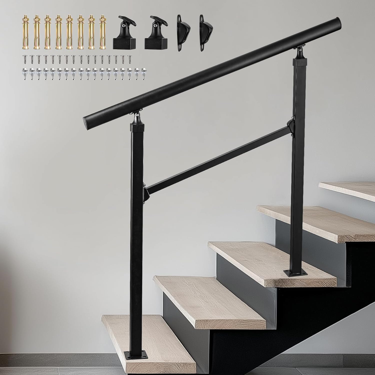 Modern Adjustable Handrails for Stairs and Outdoor Balcony - Ensure Safety and Style, Durable Construction, Weather-Resistant, Ideal for Stair Railing Porch 3 Step 40inch