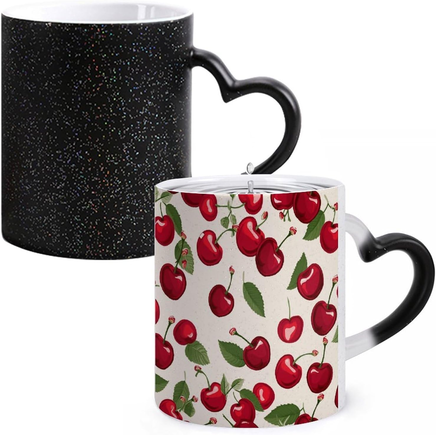 Color Changing Mug, Novelty Coffee Magic Cup, Red Cherry Pattern image 3