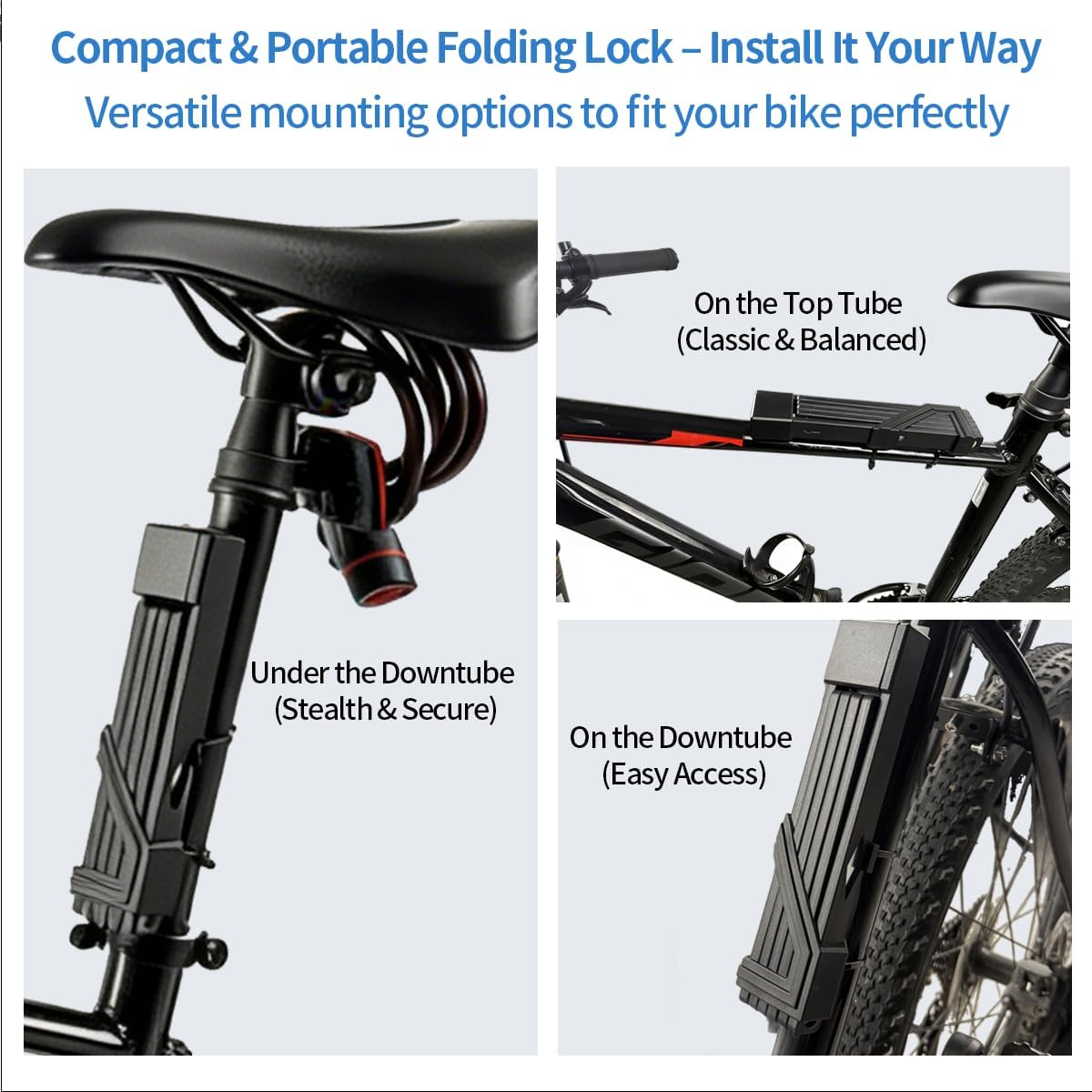 Folding Bike Chain Lock with Key for High Security, Heavy Duty Bicycle Lock with Solid Links for Bike, E-Bike, Scooter and Electric Scooter, Portable and Adjustable Design