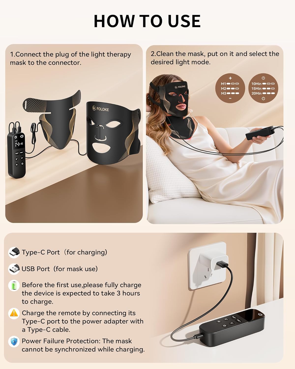 Red Light Therapy for Face, LED Light Therapy Mask Skin Care Mask & Neck, LED Red & NIR Light Therapy Wavelength for Home Use, Working Travel Yoga Sleep