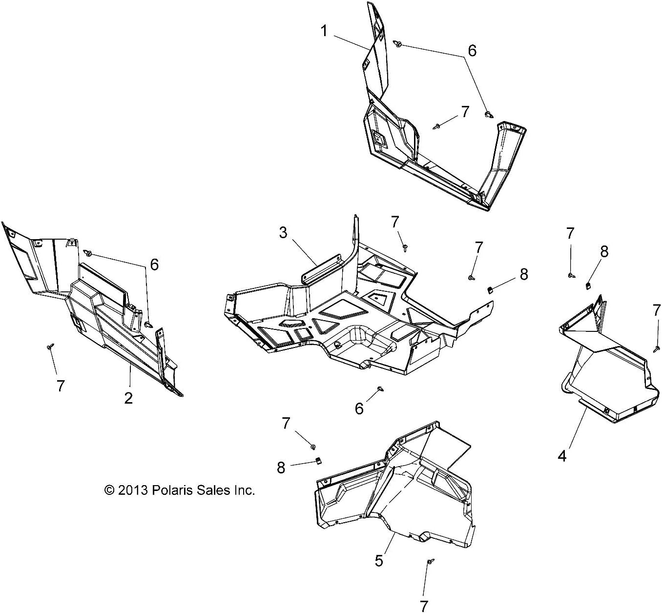 Polaris Rocker, Right, Gloss Black, Genuine OEM Part 5450069-070, Qty 1