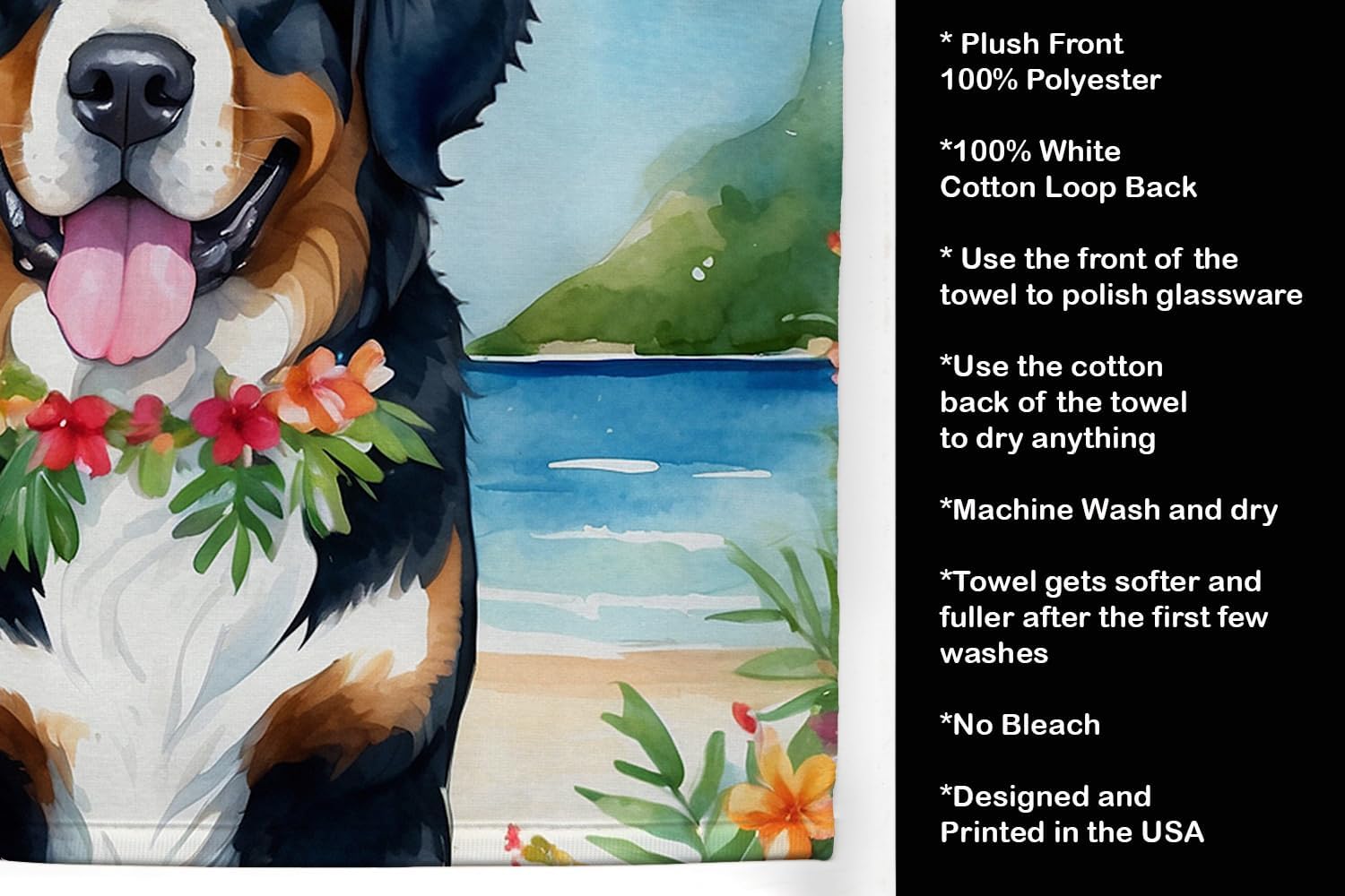 Caroline's Treasures Bernese Mountain Dog Luau Kitchen Towel (Pack of 2)