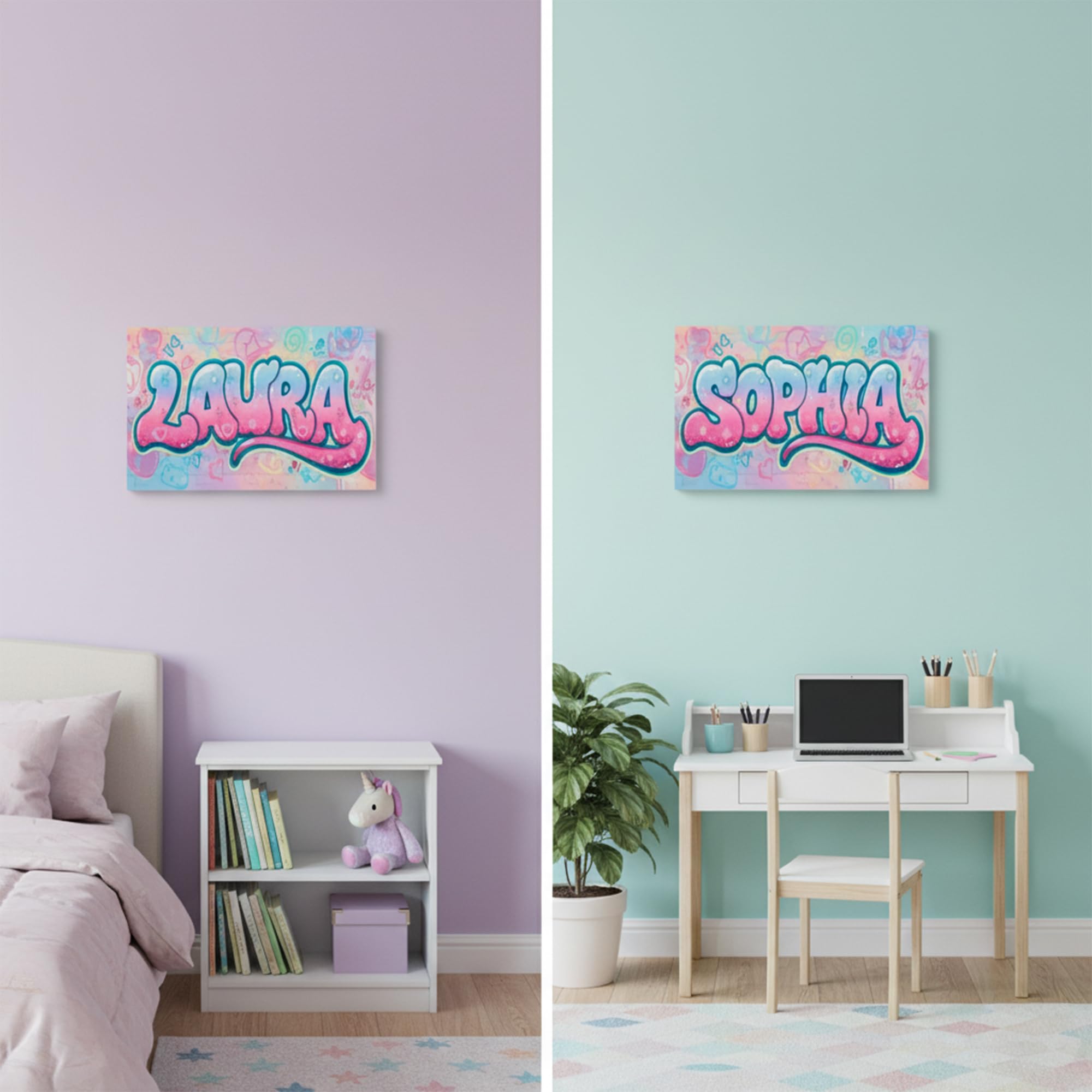 Lienzo nombre graffiti street art neón - Idea Regalo habitación niño chico