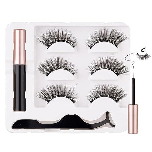 Miniatura 1 de SHEKA Pestañas magnéticas con aplicador delineador de ojos sin necesidad de pegamento aspecto natural ojos de gato esponjosas kit de pestañas