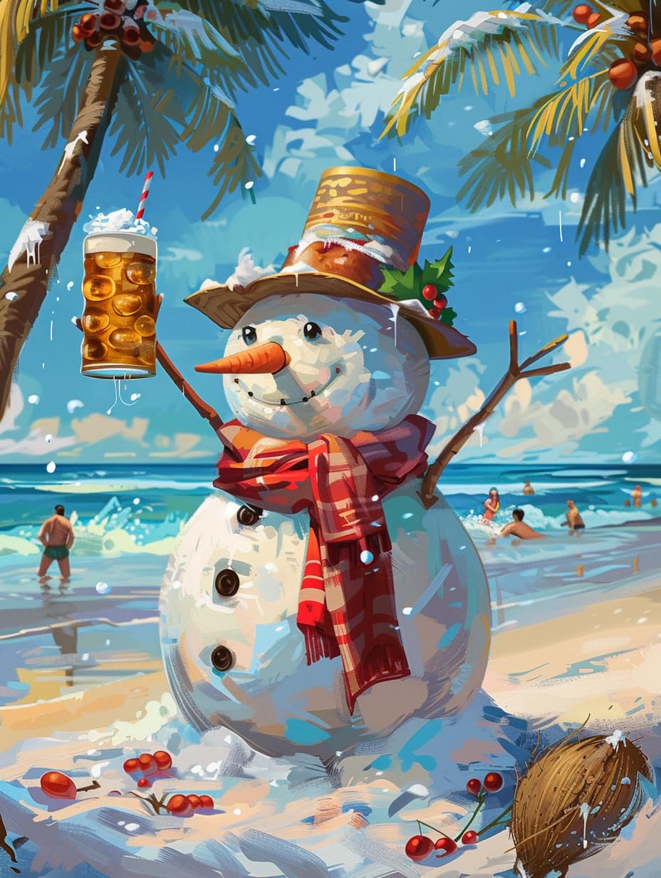 SKRYUIE 5D Christmas Diamond Painting Kits - DIY Diamond Art Kits for Adults Snowman, Full Round Drill - Crystal Cross Stitch - Adults Craft for Wall