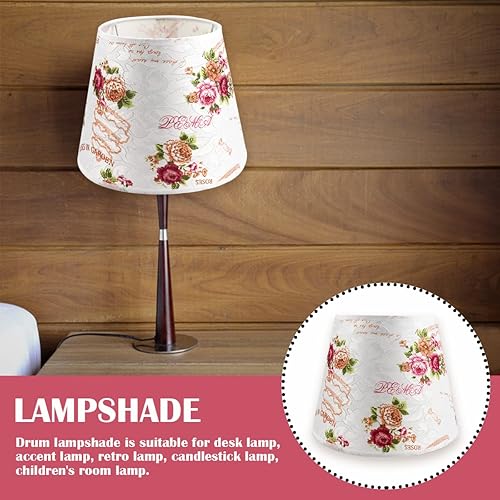 Miniatura 5 de Pantalla con patrón de flores, pantalla de lámpara de tapa dura, pantalla de tambor para lámparas de mesa (flor de rosa)