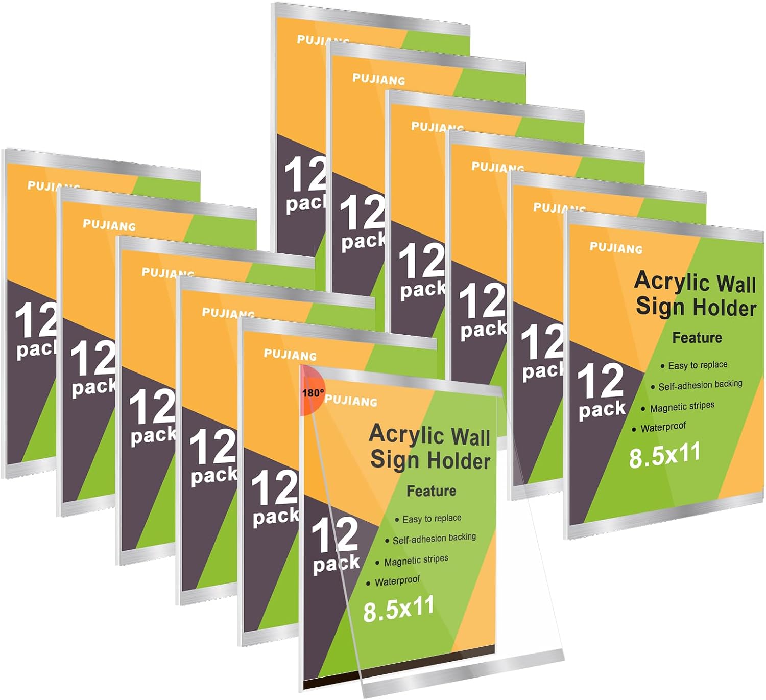 12 Pack Magnetic Sign Holder 8.5 X 11 With Adhesive Back - Magnetics Poster Frame & Magnetic Paper Holder - Reusable Adhesive Frames 8.5x11 - Magnet Frame For Wall Windows - Magnet Document Holders