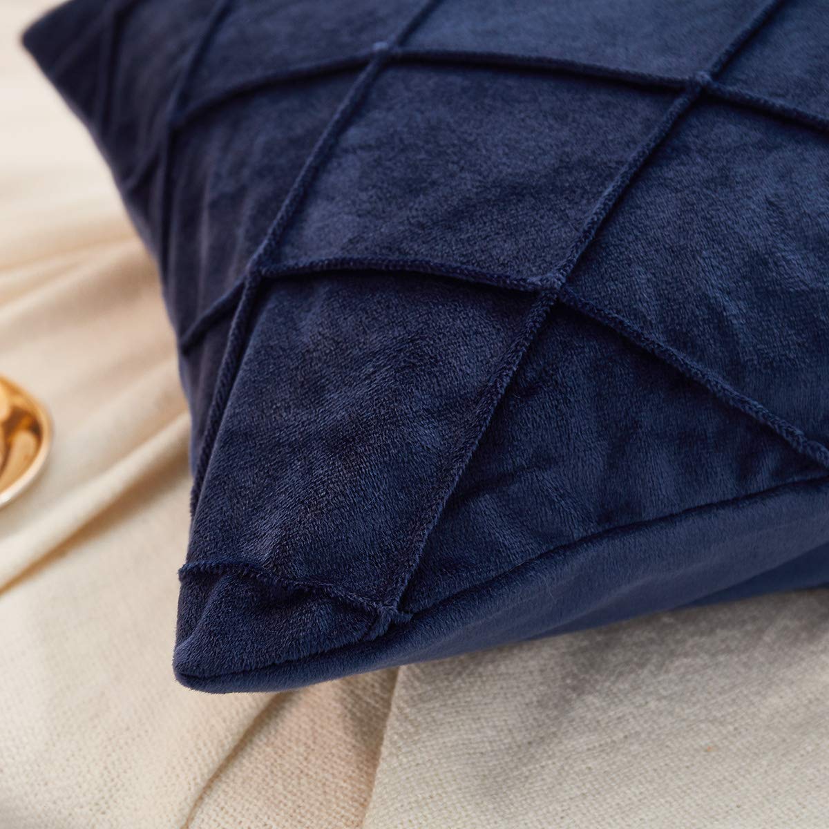 JAUXIO - Juego De 2 Fundas De Almohada De Terciopelo De Vidrio Plisado Con F 1865171