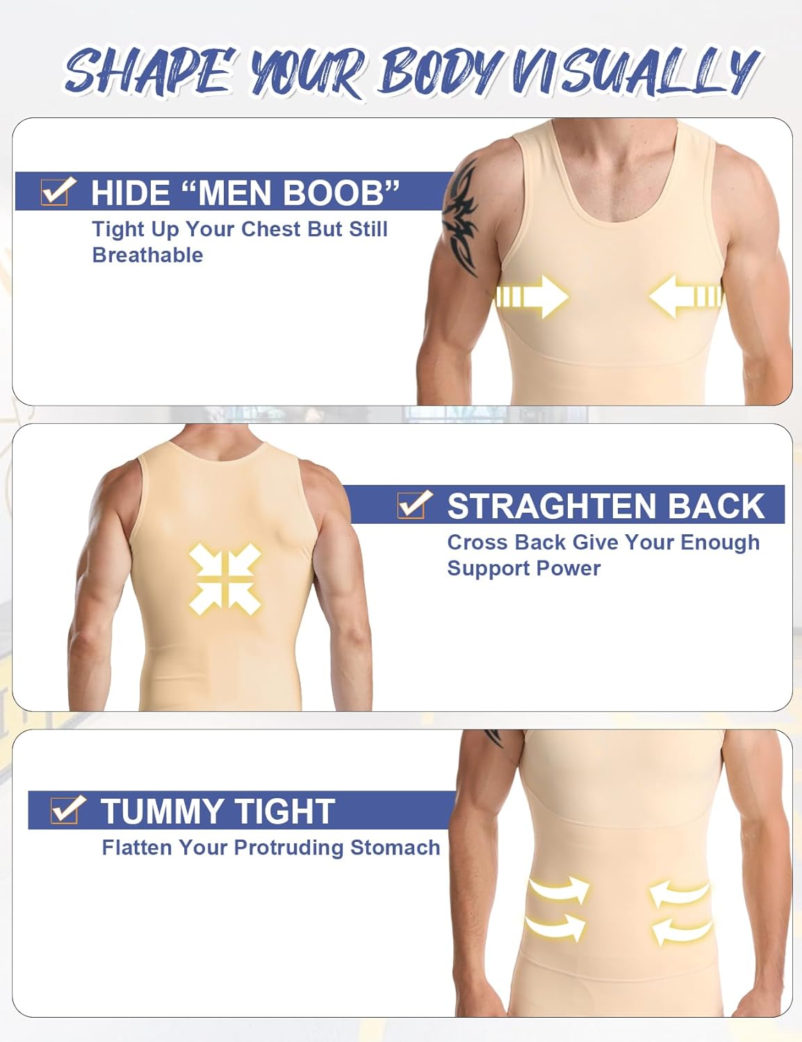 HANERDUN Men Compression Shirt Slimming Body Shaper Vest Tummy Control Shapewear Abdomen Undershirt - Image 5