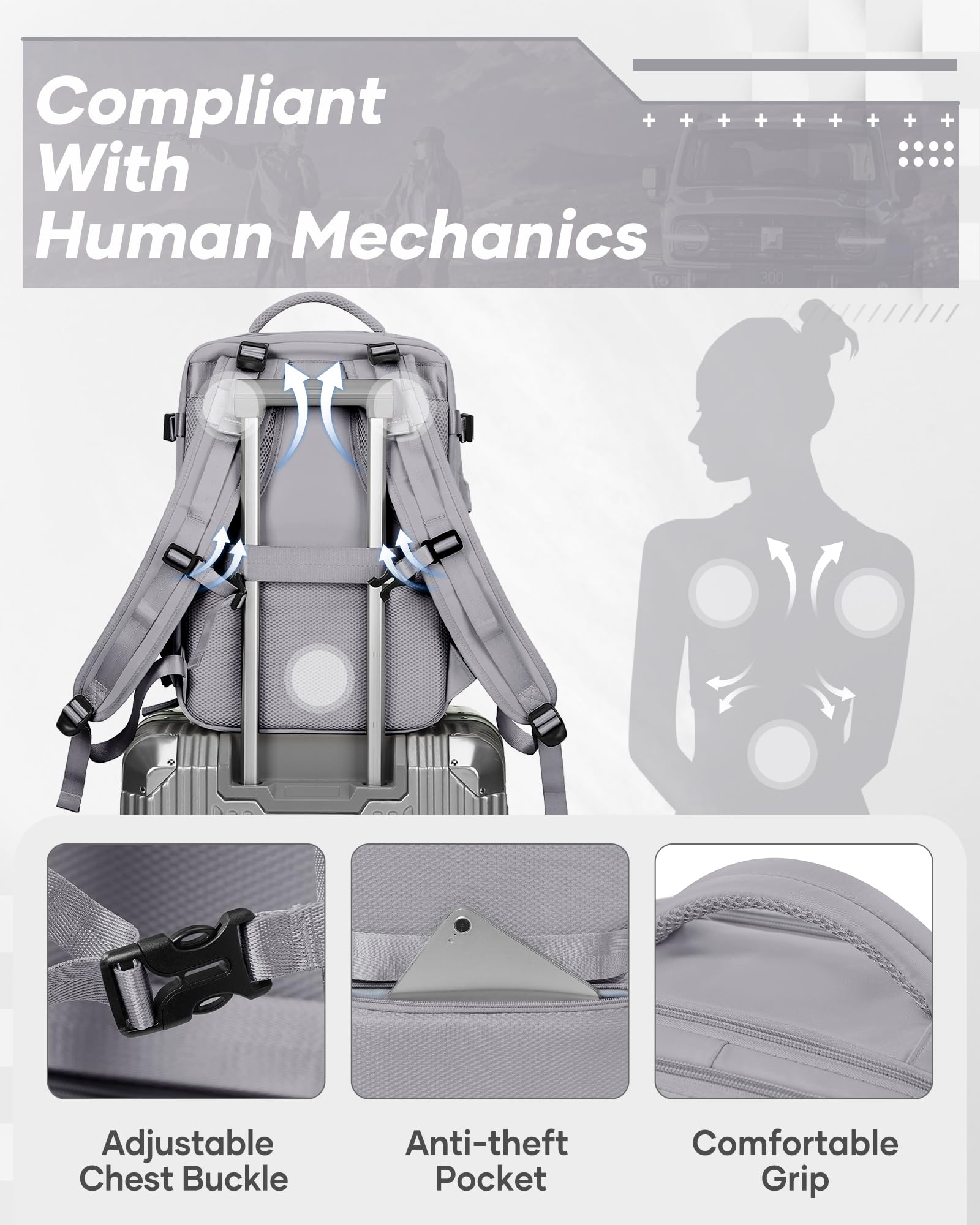 SZLX Sac à Dos Sous Vide Bagage à Main Pour Femmes, Sac à Dos Airbag Avec Système De Vide Pour Le Voyage, Ryanair Travel Ruscksack Taille Cabine Avec Pompe étanche Valise Sous Vide Pour Homme