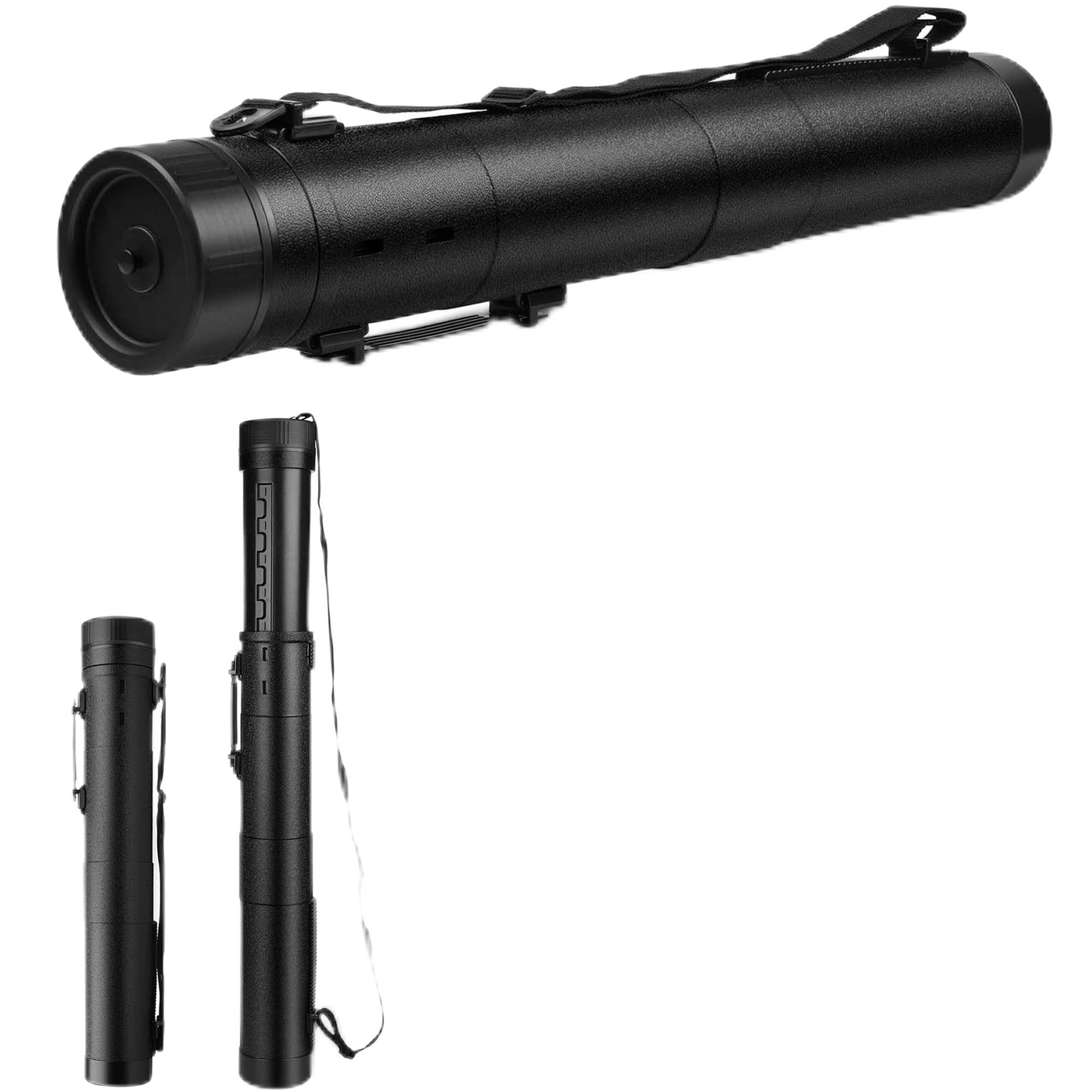 Crystals Adjustable Telescopic Artist Drawing Tube, Compact Teletube Storage Carrying Tube for Artworks, Drawing, Flip Chart, Arrow Tubes with a Carry Strap - Black (Extra Large)