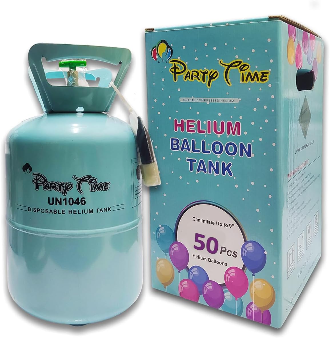 PARTY TIME - 50 Pieces Disposable Helium Party Kit Gas Cylinder Helium Balloon Tank Filler Party Kit - Create Memorable Celebrations with Helium Cylinder Balloon Solution (NO RETURN POLICY)