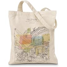 Palermo Italy Tote Bag, Canvas Tote, Travel City Shoulder Bag, Aesthetic Minimal Art Reusable Shopping Bags Vacation Souvenir Gift for Women Men Everyday Use