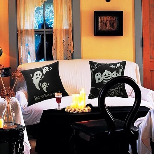 Miniatura 5 de Fundas de almohada de Halloween de 18 x 18 pulgadas, almohada fantasma, almohadas de Halloween, lindas decoraciones de Halloween, almohadas negras