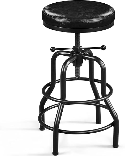 Yaheetech Counter Height Adjustable Bar Stools Industrial Vintage Metal Kitchen Bar Stool with Round Seat
