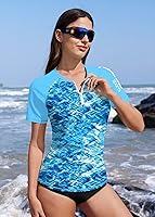 Vista 46 de BesserBay Women’s Rash Guard Shirt UPF 50+ Half Zip Short Sleeve Quick Dry Swim Shirt Swimsuit Tops