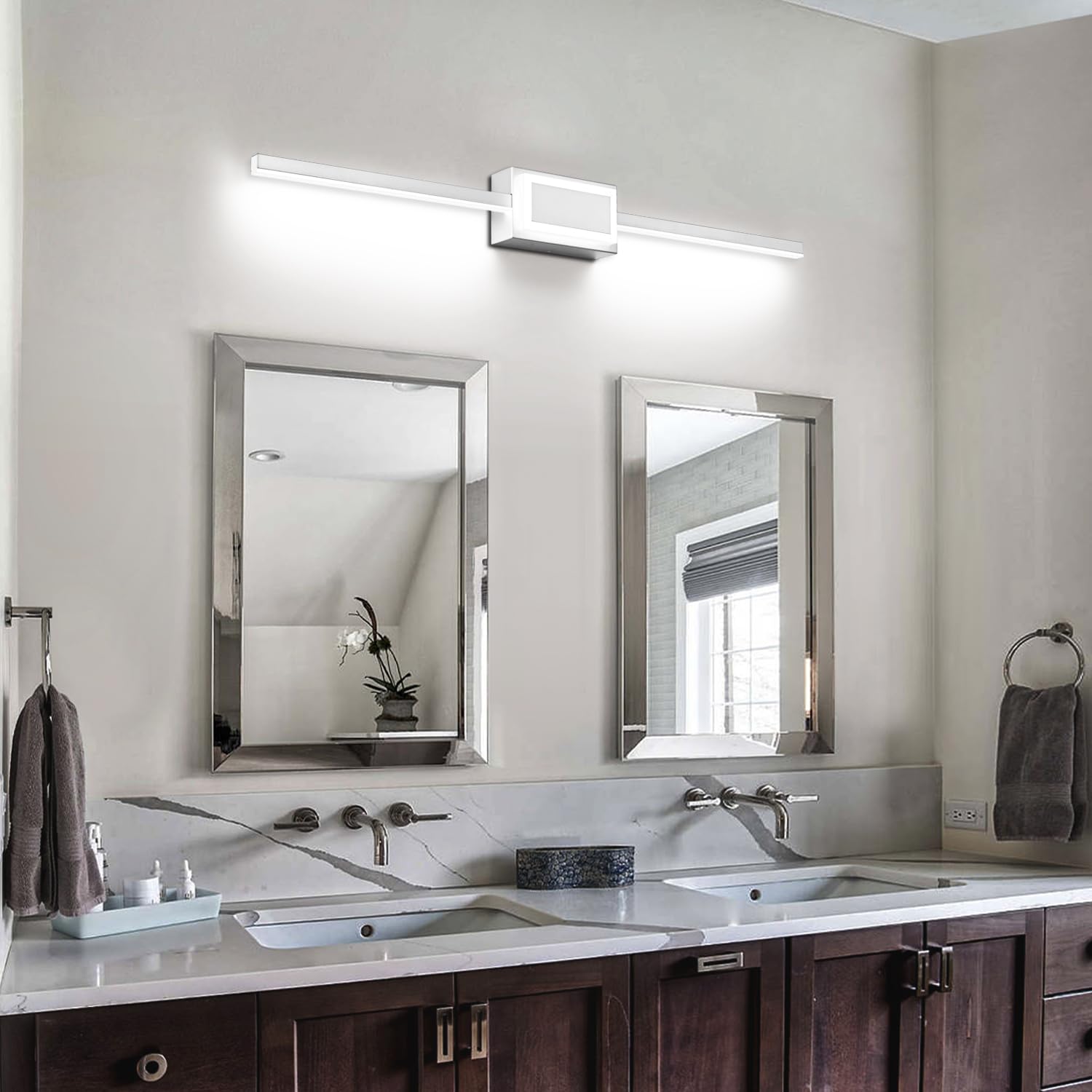 ZUZITO Bathroom Vanity Light Modern Silver 40in LED Lighting Fixtures