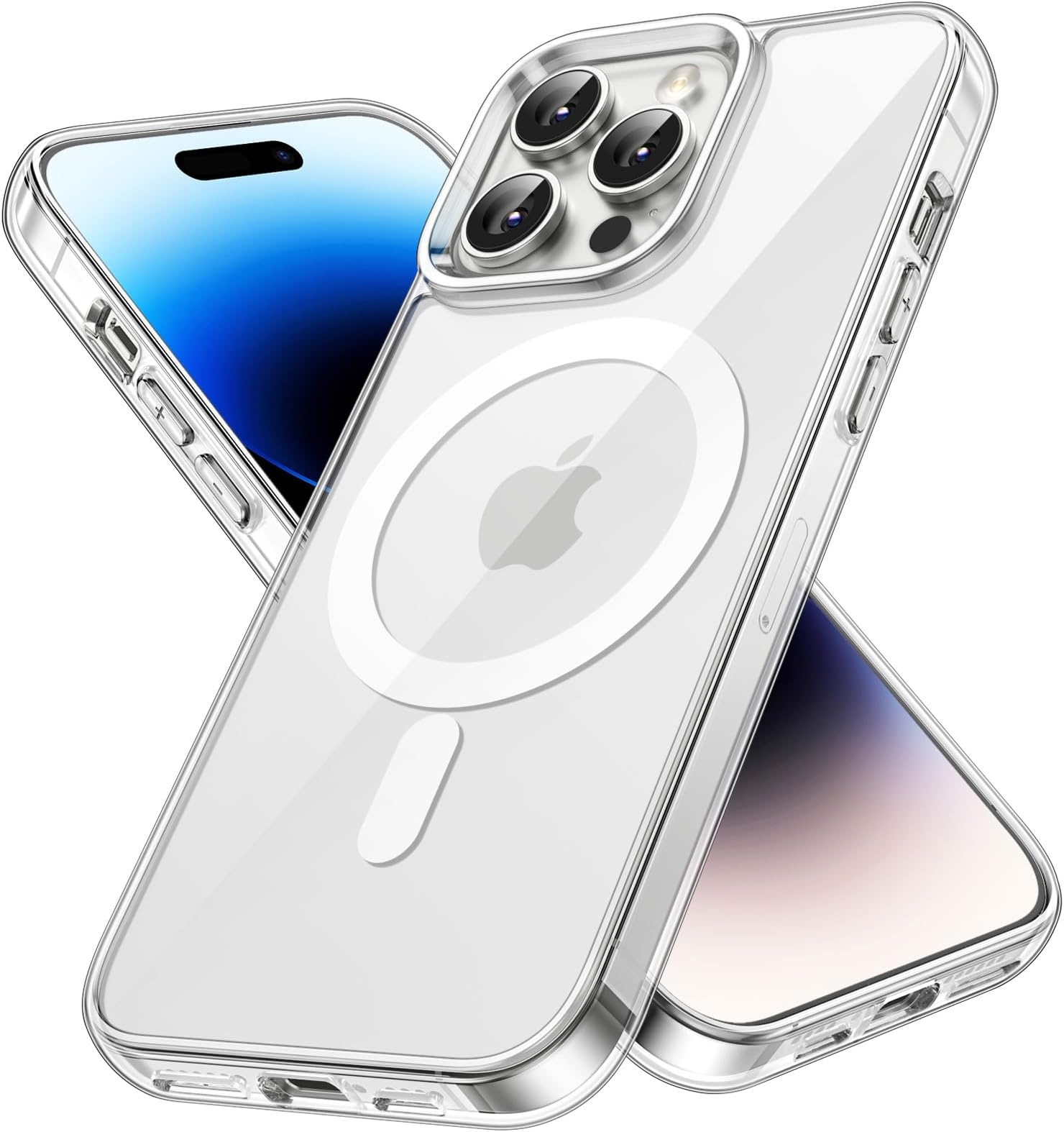 JETech Magnetic Case for iPhone 14 Pro Max 6.7-Inch Compatible with MagSafe Wireless Charging, Shockproof Phone Bumper Cover, Anti-Scratch Clear Back (Clear)