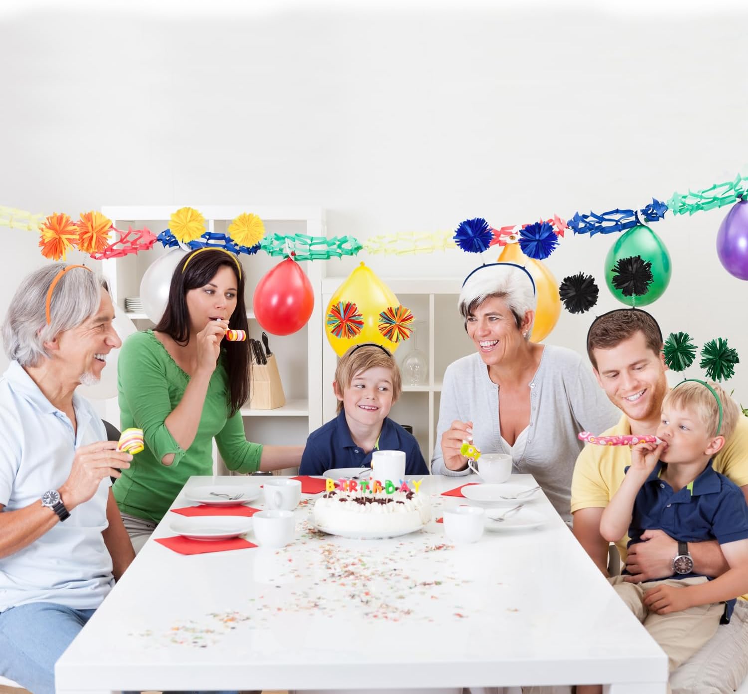 HODRME 2 Pieces Pom Pom Head Bopper-Yarn Spings Pom Headwear Party Headband for Adults and Kids - Image 8