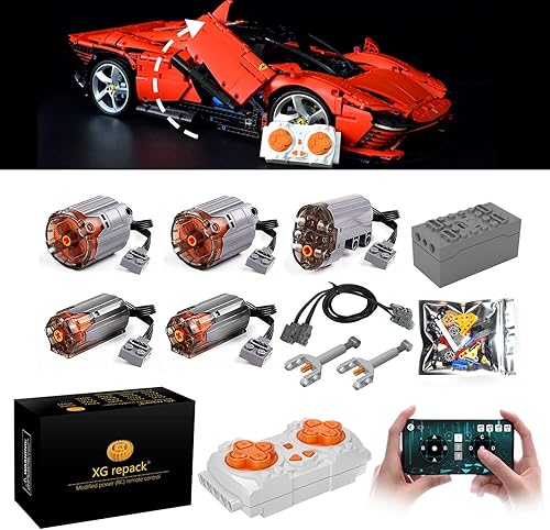 XGREPACK Control remoto del motor de potencia, modificación de actualización de iluminación LED adecuada para Lego 42143 Ferrari Daytona SP3 42143