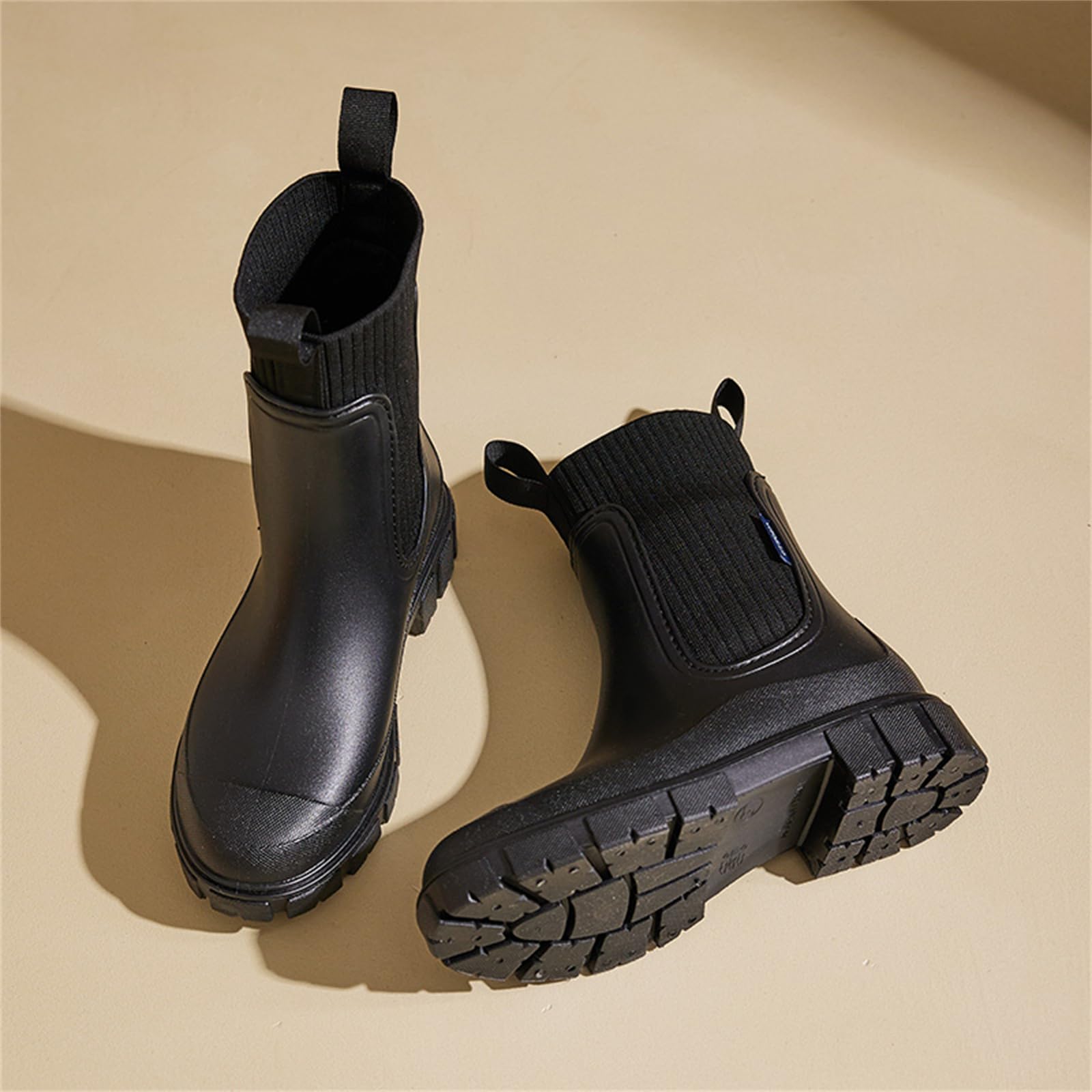 Botas de Agua Mujer Chelsea Impermeables Botas de Lluvia Botines de Caucho Comodos Antideslizante Zapatos de Jardin Rain Boots