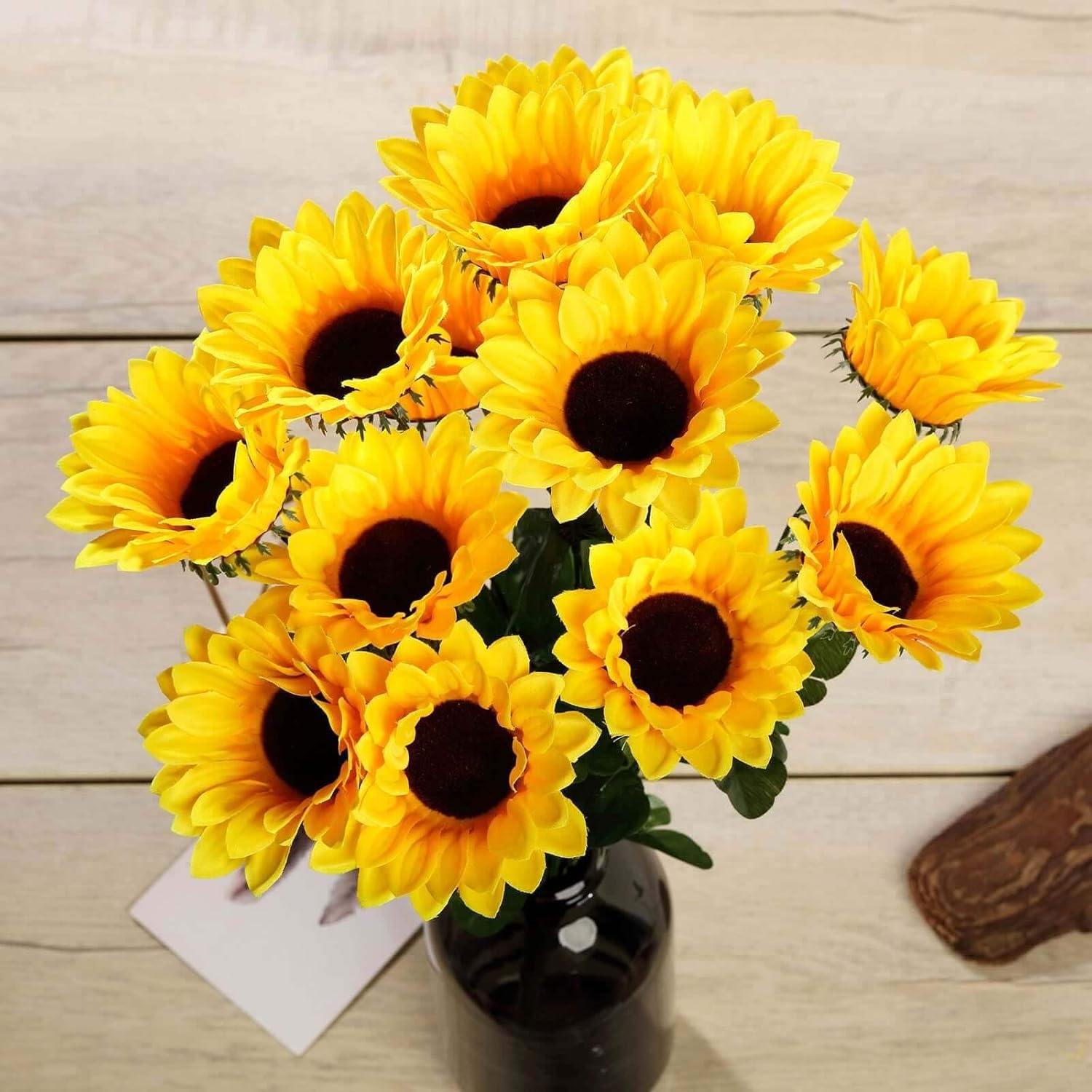Efavormart 5 Bushes 70 Heads Large Artificial Silk Sunflower Collection, Massive Golden Yellow Sunflower Bushes for Grand Vase Fillers and Stage Staging
