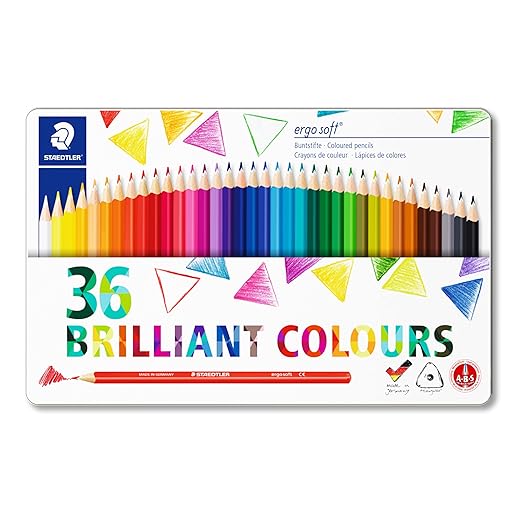 Lápices De Colorear Triangulares De Staedtler Ergosoft 157 Sb12, Color Assorted 36 Unidades