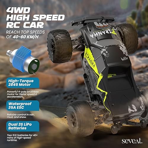 Miniatura 3 de Auto RC rápido sin escobillas a escala 1:10 para adultos – Camión todoterreno 4WD, 37+ MPH velocidad todo terreno, control remoto de 2.4 GHz,