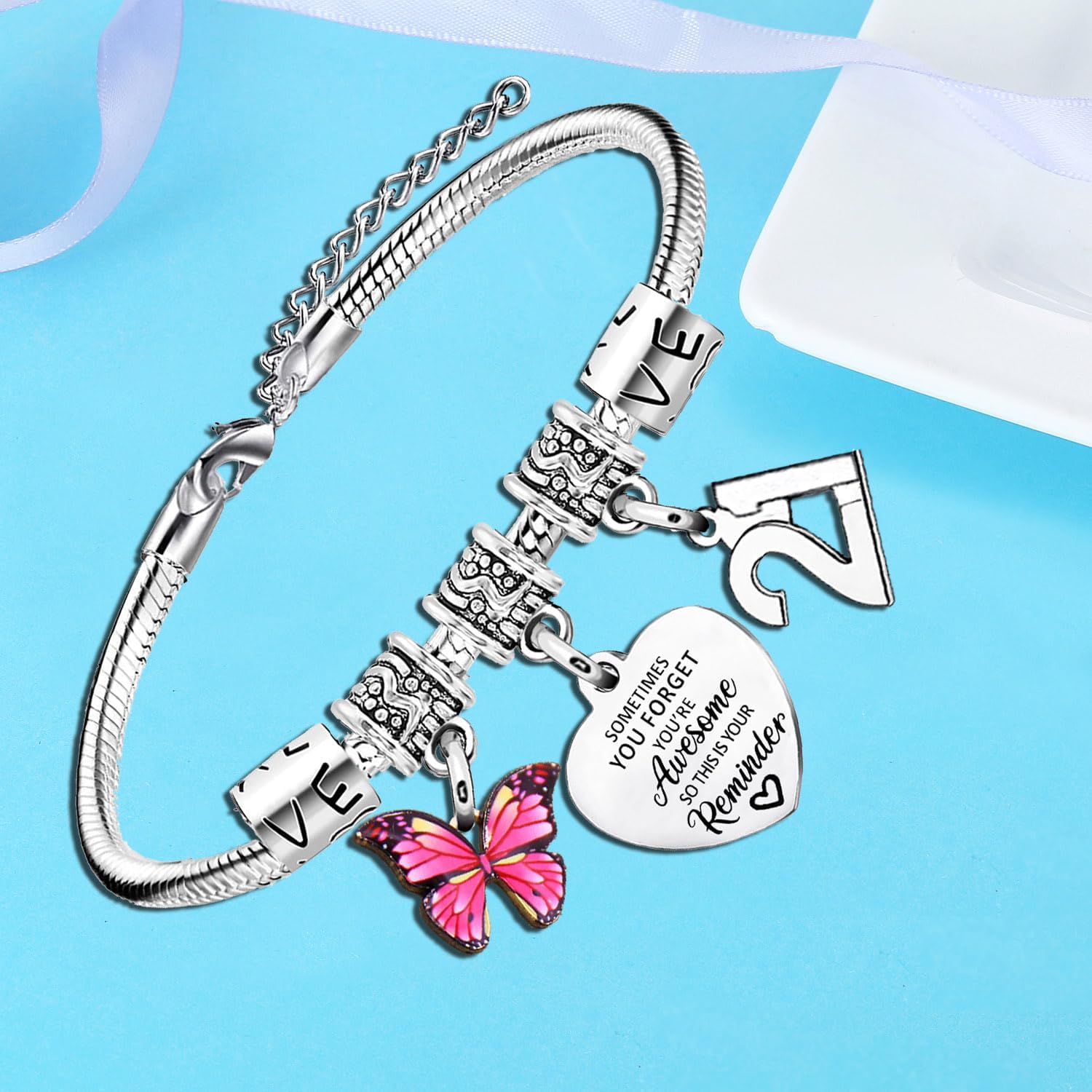 Nimteve Inspirational Bracelet Birthday Gifts for Women You Are Awesome Bracelet Birthday Bracelet Gifts for Mom Aunt Happy Birthday Bracelet for Friends Sister Daughter Granddaughter - Image 2