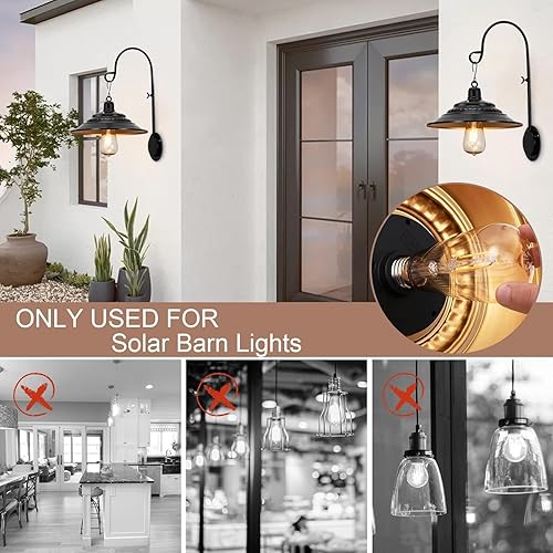 Miniatura 5 de Bombillas solares de granero, 2 piezas de repuesto de luces solares de granero, luz blanca cálida E26 Edison, 0.2 W 3 V 15 lúmenes.