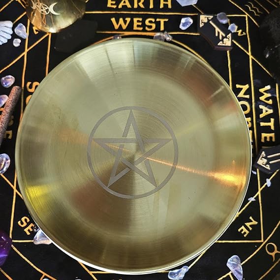 Altar Bowl - Witch Candle Holder Plate Candlestick Altar Serving Tray | Divination Tools Witch Supplies for Ceremonies Decorations Altars Yoga Prayers