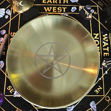 Altar Bowl - Witch Candle Holder Plate Candlestick Altar Serving Tray | Divination Tools Witch Supplies for Ceremonies Decorations Altars Yoga Prayers
