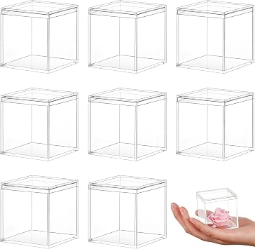 8 Pcs Clear Acrylic Box with Lid, 1.77 x 1.77 x 1.77 Inch, Classic Style