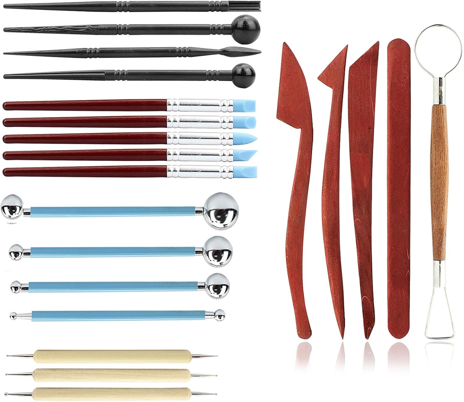 Polymer Clay Tools,HBlife Ceramic Pottery Tools Sculpting Kit Wax Tools for Shaping Embossing Sculpting Clay Soap Making Modeling at Schools & Home Safe for Kids,Pack of 23