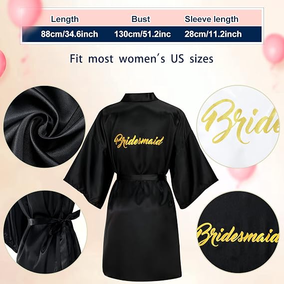 Janmercy 6 Pieces Bridesmaids Robes for Wedding Bridal Robes Matron Maid of Honor Wedding for Bridal Party Gifts