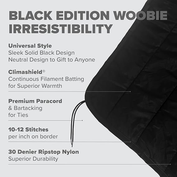 Pinnacle Mercantile Black Edition Woobie Made in USA by Winston-Salem Industries for the Blind All Purpose Poncho Liner Multi Use Nylon Tactical Camping Blanket