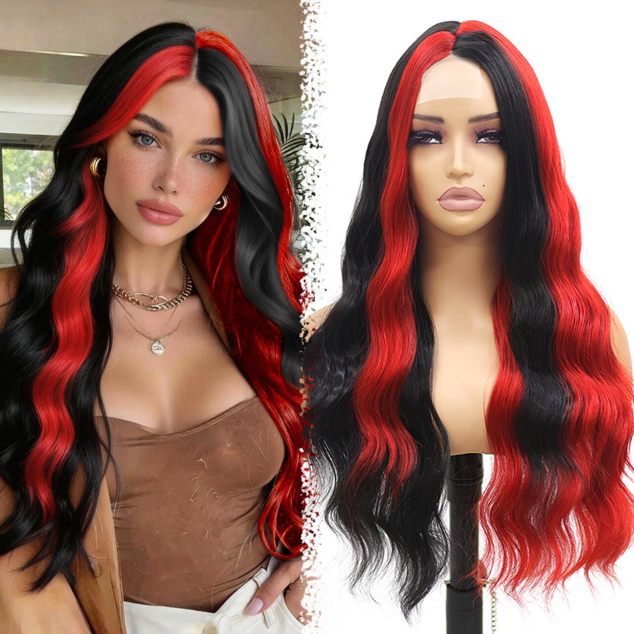 GIANNAY Long White Silver Loose Wavy Wig 4x1 HD Front Lace Wigs Pre-Plucked Hairline Middle Part Synthetic Heat Resistant Fiber Hair Grey Curly Wavy Wigs For Women Daily Party Use 26 Inch