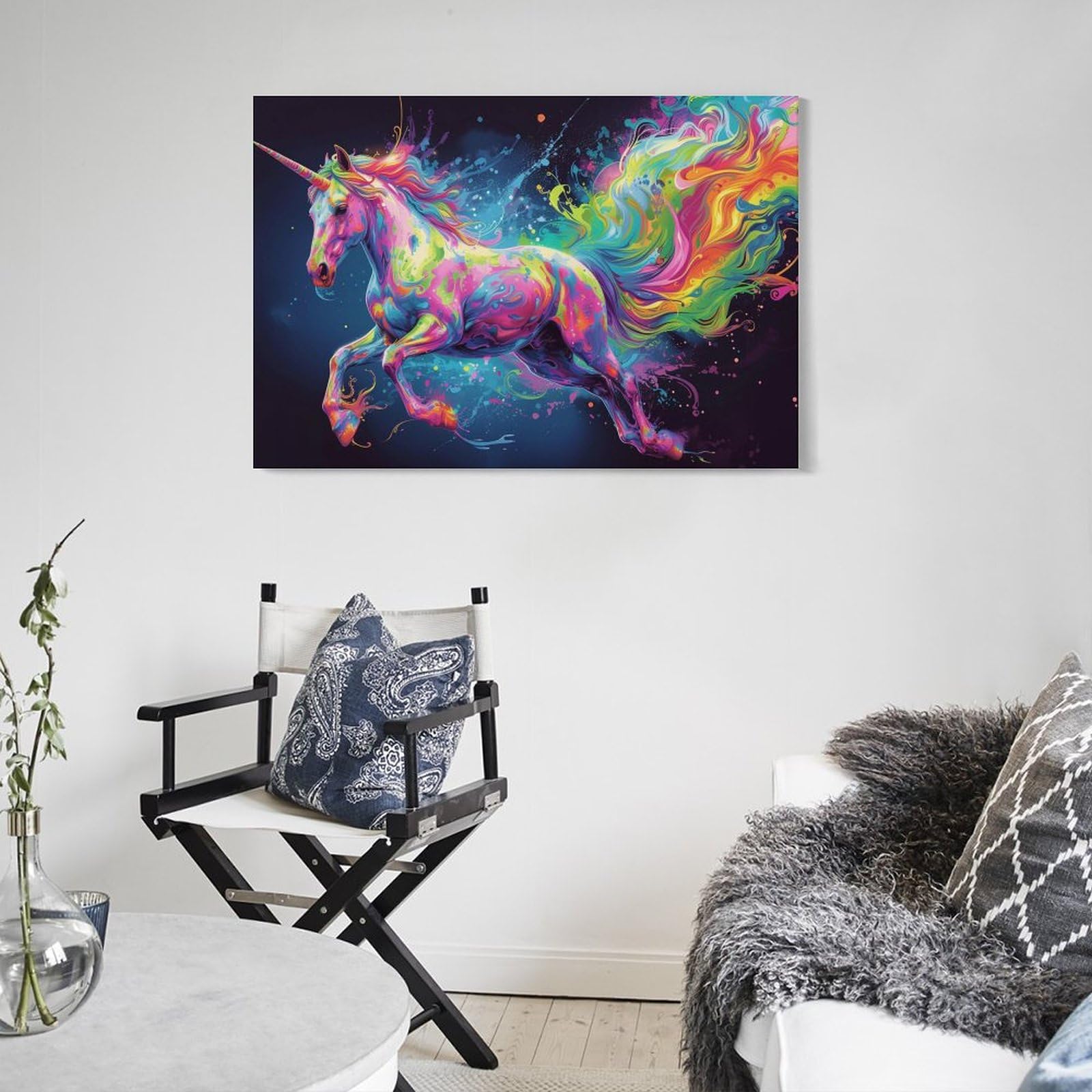 Amazon.co.jp: 絵画 カラフルなユニコーン アートパネル ポスター 奇妙