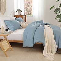 Vista 290 de ROSGONIA Juego de edredón tamaño Queen, color gris carbón, 3 piezas (1 edredón gris oscuro y 2 fundas de almohada) para todas las estaciones, ropa